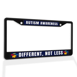 Fastasticdeals Metal Insert License Plate Frame Autism Awareness Different, No Less B Weatherproof Car Accessories Black 2 Holes Solid Insert