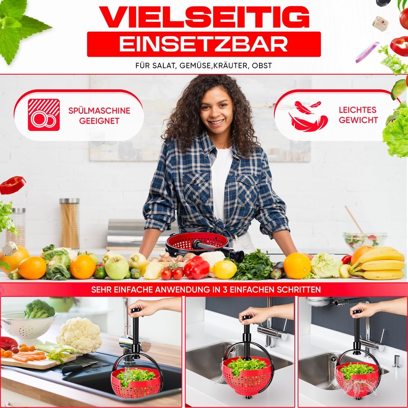 WoonFux® Salad Spinner with Practical Folding Handle - Salad Spinner