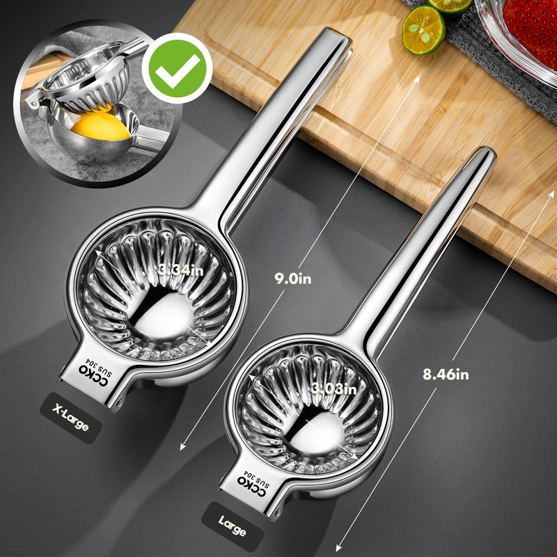 CCKO Exprimidor de limón, exprimidor manual de acero inoxidable, exprimidor