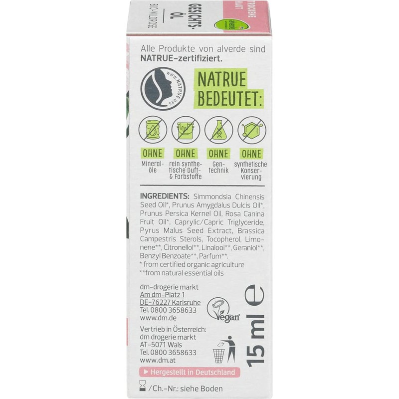 alverde Natural Cosmetics Facial Oil Organic Wild Rose for Dry