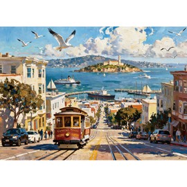 Lamplig San Francisco Travel Puzzles for Adults 1000 Piece Cable Car Jigsaw