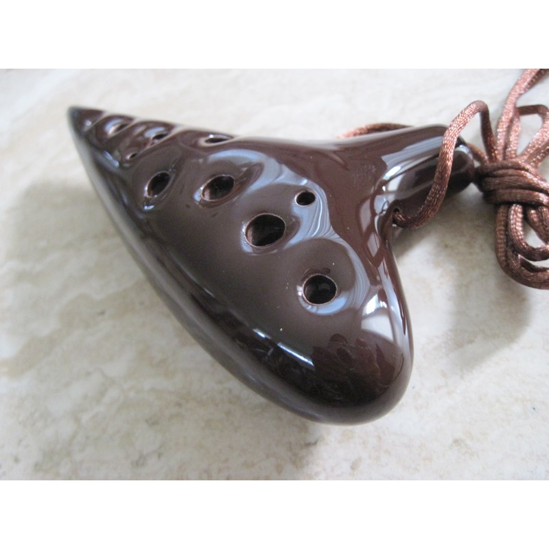 Utopia Glossy Dark Coffee Brown Ocarina Ceramic Soprano G -