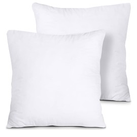 XhomeX 18"x18" Pillow Inserts (Set of 2) - Throw Pillow Inserts with 100% Cotton Cover - Square Interior Sofa Pillow Inserts - Decorative Pillow Insert Pair - White Couch Pillow (18X18,Pack of 2)
