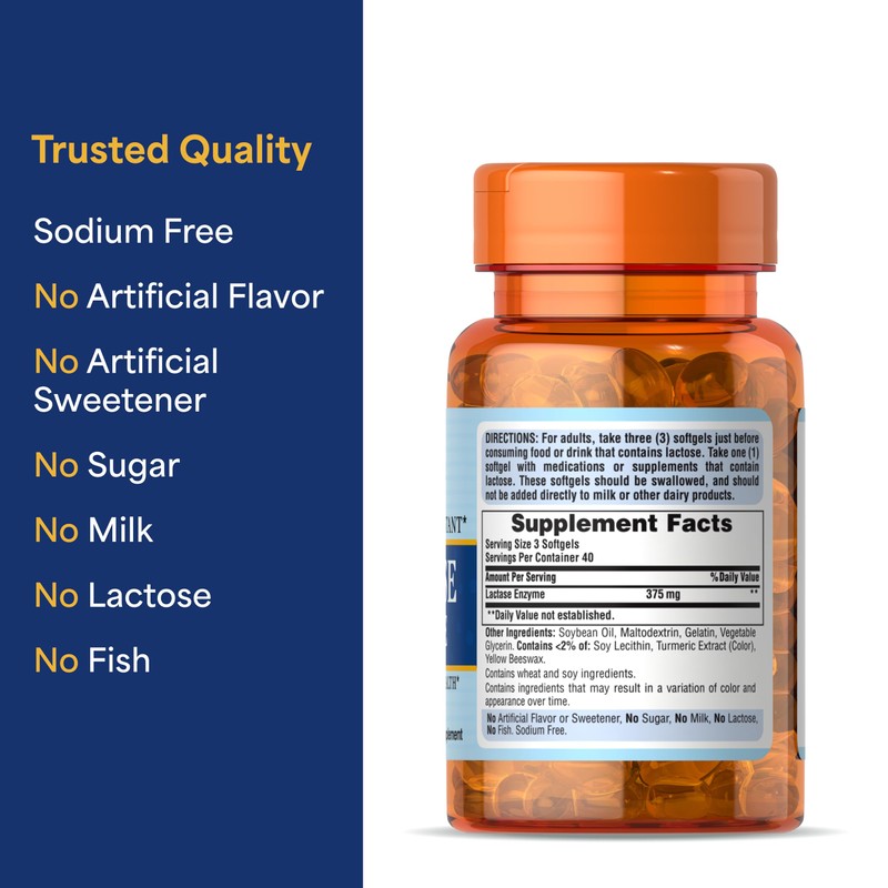 Puritan's Pride Lactase Enzyme, Milk and Dairy Digestant, Dietary Supplement
