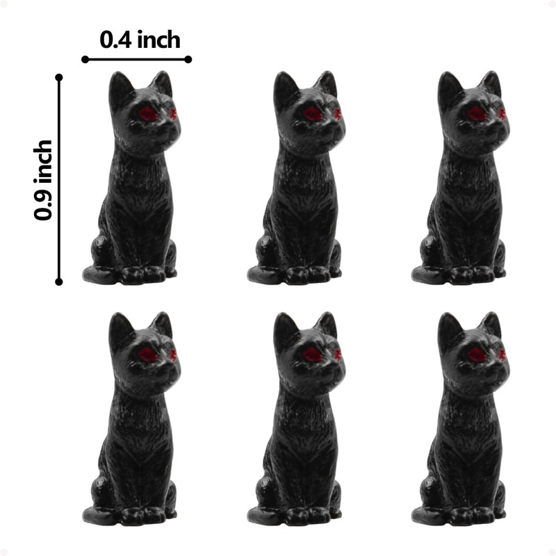Black Cat Hinge Heads Decorative Topper Set of 6 -