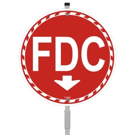 FDC Fire Department Connection Sign with Down Arrow 10" x 10" With 28" Long Metal Stakes Signal For Safety Stand Aluminum Outdoor Use Home Yard Business