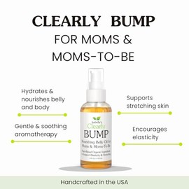Clearly BUMP, Aceite Orgánico para la Barriga de Mamás y Futuras Mamás | Humectante para la Elasticidad de la Piel, Piel Estirada, Estrías y Cicatrice