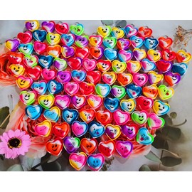 Roaqua 100 packs Bulk heart expression Mini Pop Fidget Key Chain，birthday Party Favors Small Valentine Wedding Party Favors and Classroom Student Gifts