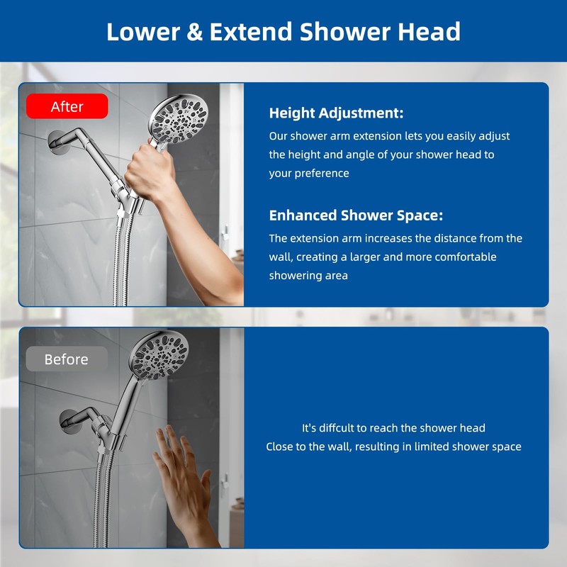 Hibbent All Metal 6 Inch Shower head Extension, Solid Brass