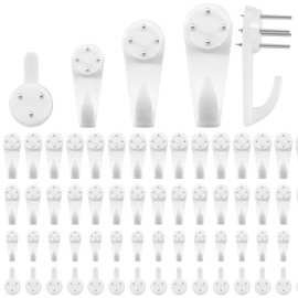 Pack of 100 Traceless Picture Hooks with 4 Designs - Universal Wall Hooks for Hard & Drywall, High-Strength Nails for Heavy Picture Frames, Paintings, Clocks & Decoration (No Marks)