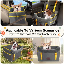 ThreeDokke Dog Car Seat for Small Dogs, Fuzzy Dog Car Seat Up to 25lbs Stable, Waterproof, Foldable with Clip-On Safety Leash, Pet Booster Seat Suitable for Front and Rear Seats
