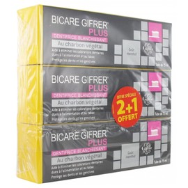 Gifrer Bicare Gifrer Plus Whitening Toothpaste with Botanical Charcoal 3 x 75ml in which 1 Free