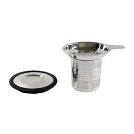 Edward Fields Tea ® Stainless steel infuser with lid for loose leaf tea, Bulk tea filter strainer with handle.