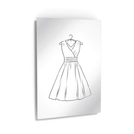 Smile Art Design Black and White Woman Dress Sketch Drawing Glam Fashion Metal Print Wall Art Office Bathroom Teen Girls Room Women Dorm Bedroom Living Room Wall Decor 12x8