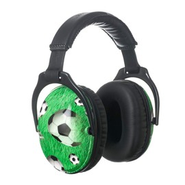 PROTEAR Foldable Comfortable Hearing Protection, Foldable Adjustable Headband Earmuffs for Adults Children, Noise Protection Headphones Children (Green Football)