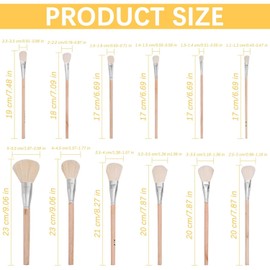 11 PCS Blending Brushes for Acrylic Painting, Wooden Handle Paint Brush Goat Hair Mop Brushes for Artist Crafts Acrylic Watercolor Oil Painting Face Body Art (11 Sizes)