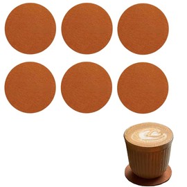 6 Pieces Brown Felt Coasters 10CM Round Coasters Set Heat Insulation Metal Cup Mats Drinking Coaster For Cafe,Bar