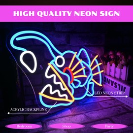 WEDXIXI Fishing Neon Sign Dimmable Blue Fish Neon Signs for Wall Decor LED USB Powered Neon Light Sign for Fishing Gear Store Yacht Bedroom Scared Restaurant Man Cave Decoration Birthday Gifts