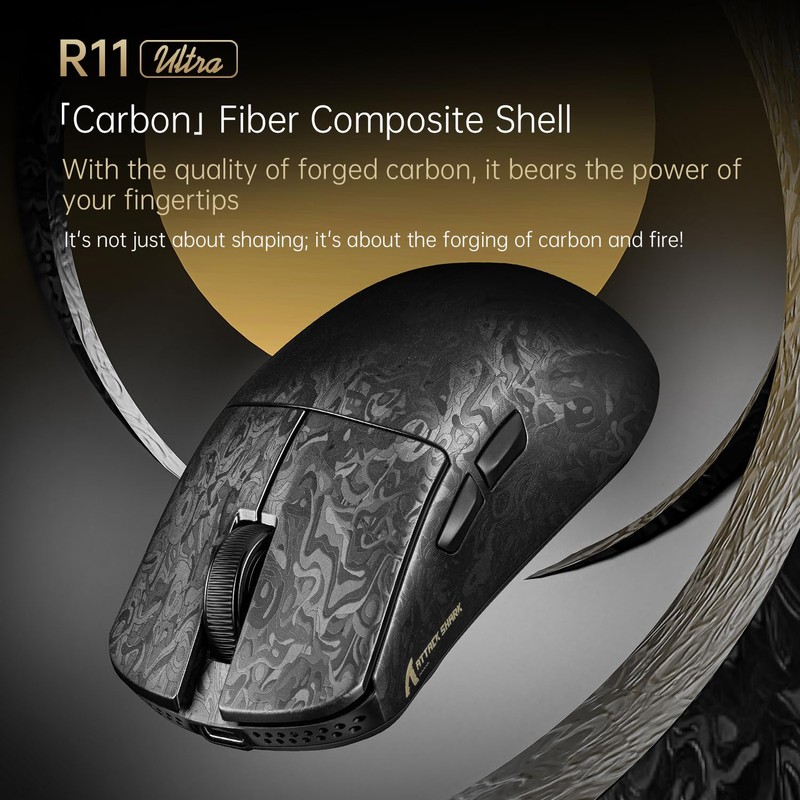 ATTACK SHARK R11 Ultra 8K Carbon Fiber Wireless Gaming Mouse,PAW3950