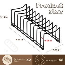 Ginyoyo 2 Pack Hat Stand for Baseball Caps, No Install Hat Organizer for 20 Baseball Caps, Tabletop Hat Rack Stand with Anti-slip Pads, Hat Holder Hat Display for Closet, Desktop, Dresser,Office-Black