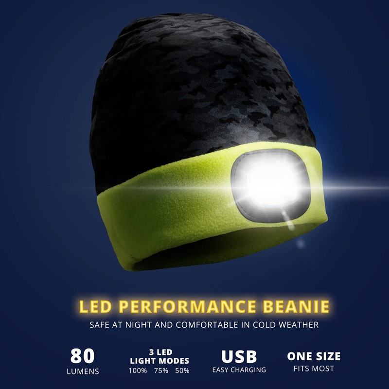 Gone For a Run Running LED Performance Fleece-Lined Reversible Beanie