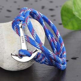 Infinite U Fashion "Hope" Sailor Anchor Womens Mens Wrap Bracelet Braided Colorful Nylon Rope Alloy Multilayer Charm Wristband Bangle