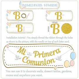 Mi Primera Comunion Banner First Communion Decorations First Holy Communion Banner Christening Decorations Baptism Decor Gold