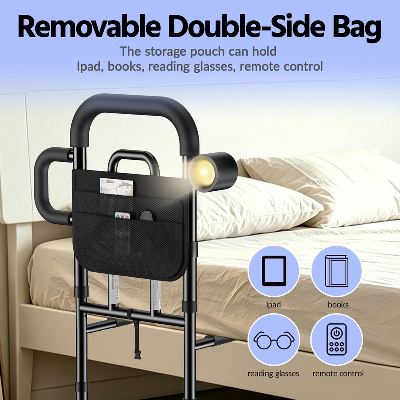 Bed Rails for Elderly Adults Safety with Remote Control Light