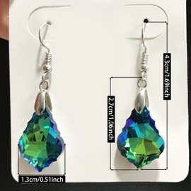 ANDPAI Unique Sparkly Multi-color Crystal Teardrop Dangle Drop Earrings Rainbow Crystal Geometry Earrings for Women Statement Chic Charm Jewelry Gifts (Green)