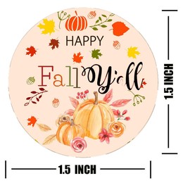Happy Fall Y'all Stickers,Thanksgiving Stickers 1.5 Inch Autumn Floral Thank You Labels for Party Favors,Envelope Seals & Goodie Bags,Holiday/Party Decoration and Gift Wrap(500 Pcs)
