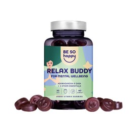 Ashwagandha Gummies 250 mg High Dose Anti-Stress Gummy Bears with Gaba and Rhodiola, 60 Gummies, Strawberry Flavour, Vegan, Be So Happy®