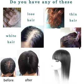 Topper Hair Piece for Women 8A Human Hair Toupee Hairpiece Extension Clip in Topper Crown Top Hair Extention for Slight Hair Loss/Thinning Hair/Cover Gray Hair