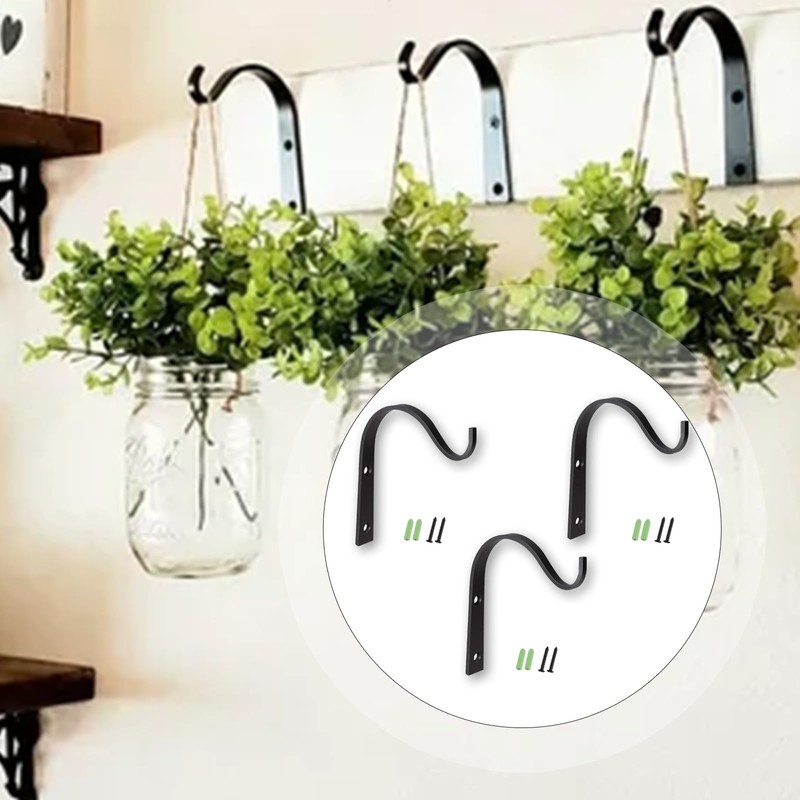 3 Pcs Hanging Basket Hooks, Brackets for Small Hanging Baskets