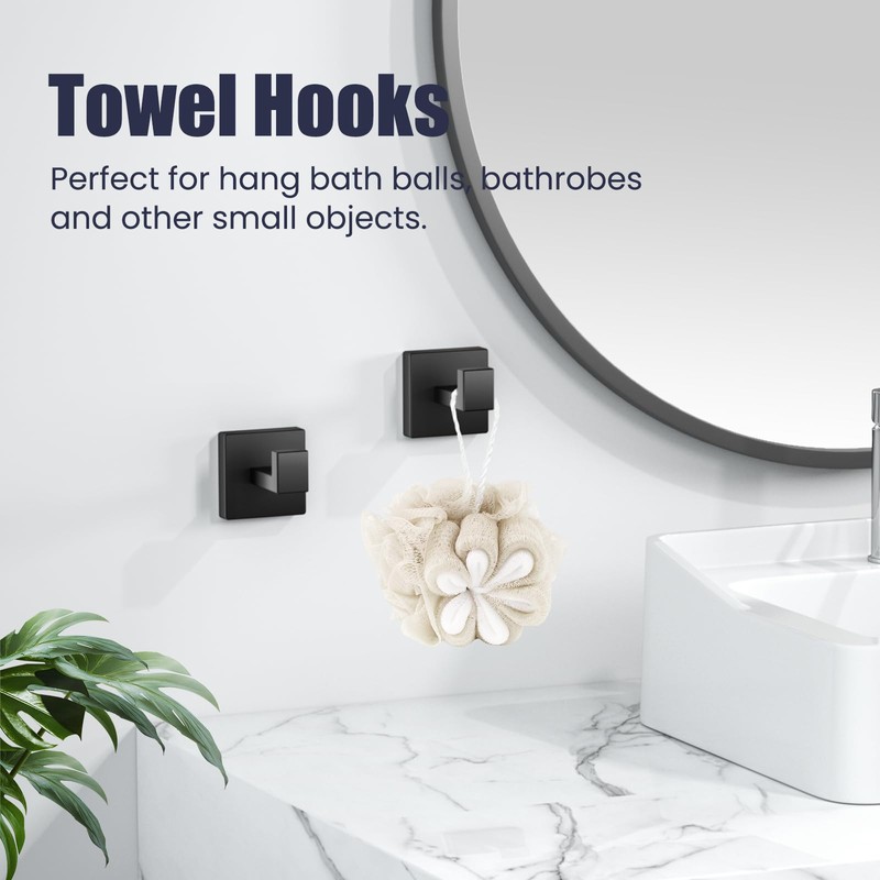 10-Piece Black Bathroom Accessories Set - 304 Stainless Steel Towel