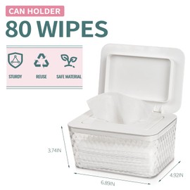 Whiidoom Whiidoom Wipes Dispenser, One-Handed Operation Wipe Holder for Baby & Adult, Seal-Designed Wipes Container for Bathroom Keep Diaper Wipes Fresh (White)
