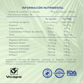 MAGNESIO COMPLEX | Naturagel 5 Magnesios Complex + Omega 3 | Glicinato, Citrato, Carbonato, Hidróxido y Oxido | Apoya Energia, Relajacion Muscular y S