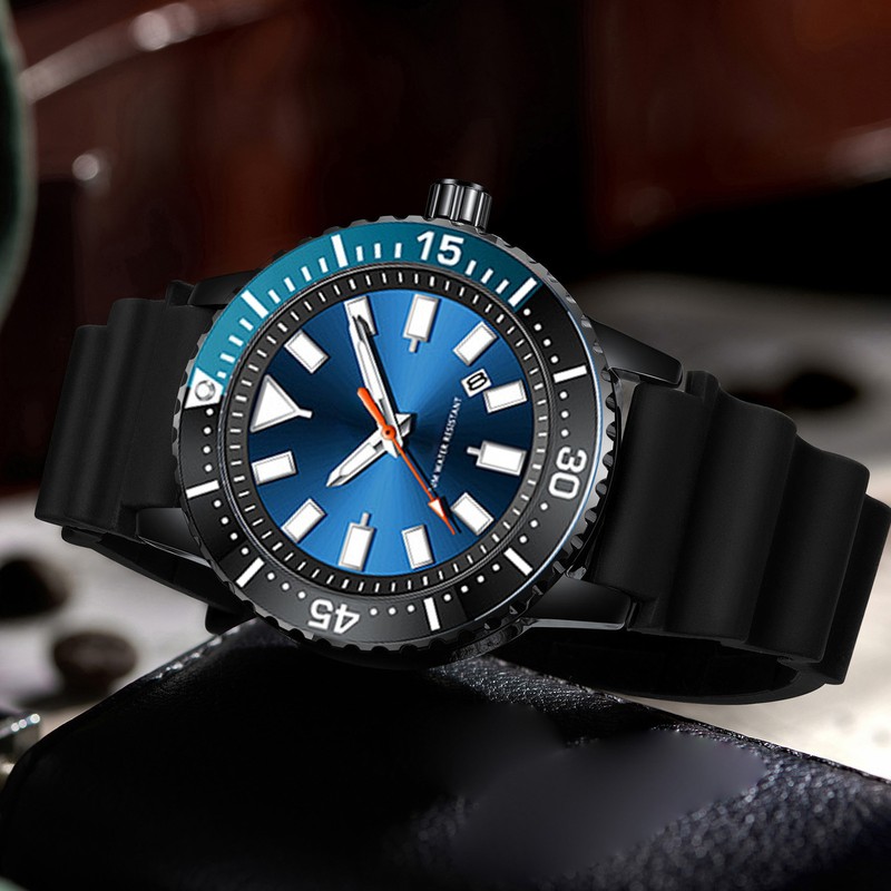Rotating Bezel Watch Luminescent Automatic Date Analog Display Calendar Waterproof
