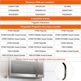 Generic Aftermarket Compatible Microwave Handle for Frigidaire FFMV162LSA, FFMV162LBA, FFMV162LMA Models, Black, Plastic, 11 Inches