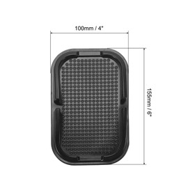 2pcs Car Dashboard Anti-Slip Mat 6" x 4" Universal Sticky Dash Pad Washable Reusable Car Non-Slip Mats for Phone Keys Sunglasses Electronic Devices, Black