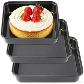 HFYZZ Quadratisch Auflaufform 3er Set, Edelstahl Brownie Kuchenform Eckig mit Antihaftbeschichtet, Schwarz Quadratische Backform für Kuchen Lasagne Aufläufe, Leicht zu Reinigen