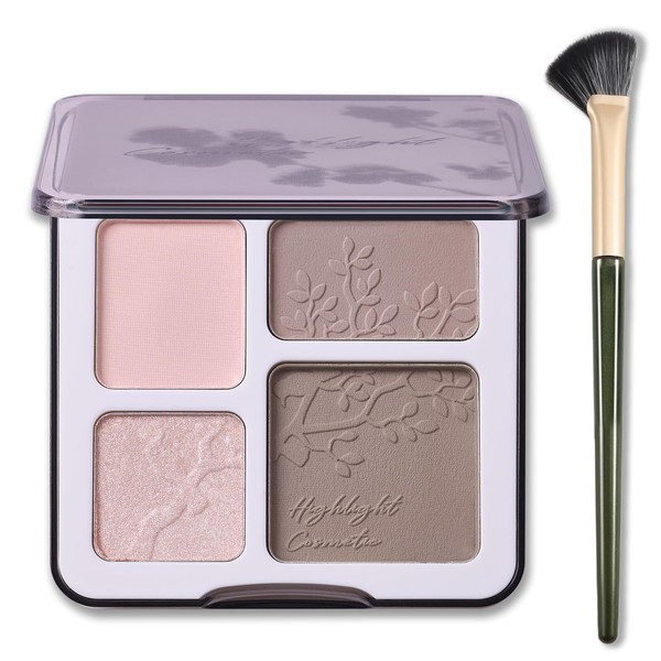 Erinde Contour Highlighter Face Sculpting Palette with Mirror, Shimmer Matte