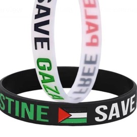 Customize Country Flags Wristbands Free Palestine Products Silicone Band Wristbands Palestine Bracelets - Color: Black