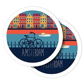 Amsterdam Netherlands Holland 10cm Round Vinyl Sticker Decal Laptop Tablet Luggage Scrapbooking Refrigerator #58780