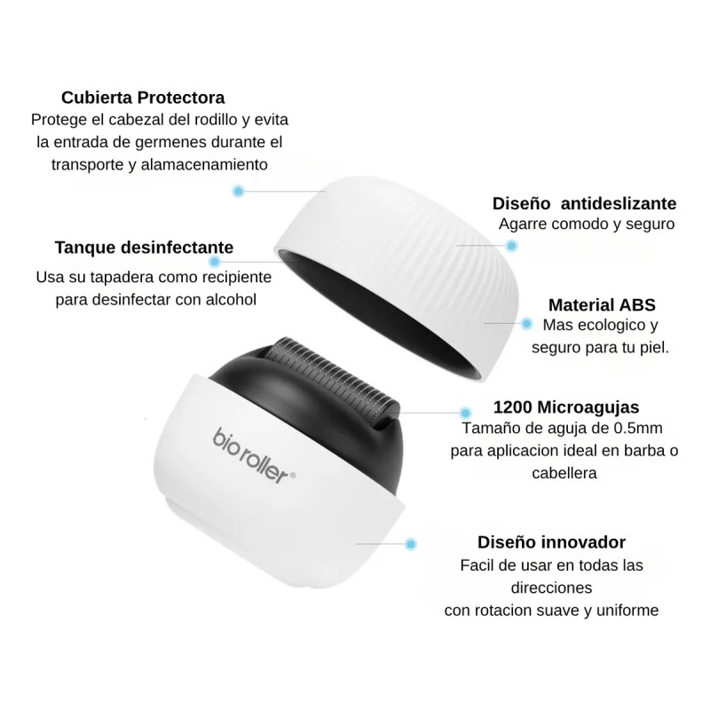 Rodillo Facial Y Capilar 1200 Dermarroller Estuche Bioroller