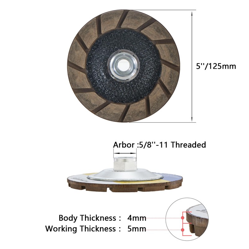 HONGUIS 5 inch Concrete Grinding Cup Wheel,5/8"-11 Arbor Ceramic Bond