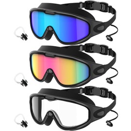 QALLY Adult Swimming Goggles-for-Men-Women-Goggles for Men:No Leaking Shatterproof Lenses with UV400 Protection Anti-Fog