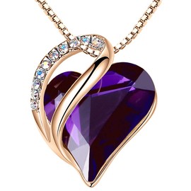 Leafael Collar con colgante de corazón chapado en oro rosa de 18 quilates con piedra curativa, joyería de cristal para mujeres, 45.7 cm + 5.08 cm rosa