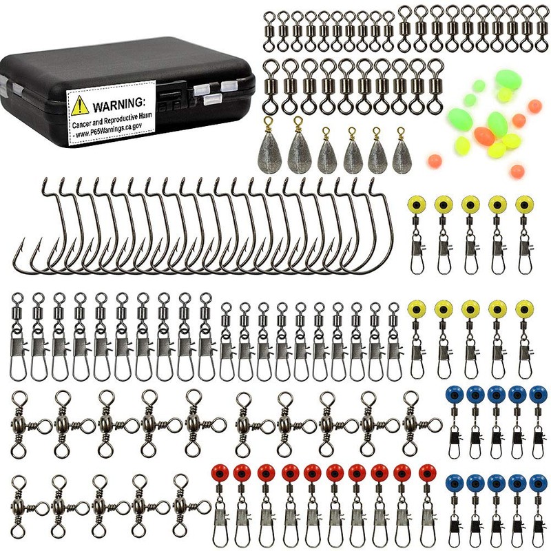 Croch 160pcs/box Fishing Accessories kit with Tackle Box,Including Jig Hooks,