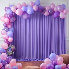 10ft x 10ft Purple Backdrop Curtains, Wrinkle-Free Sheer Chiffon Fabric Backdrop Drapes for Wedding Arch Party Ceremony Stage Decoration