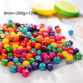 DAHI Wooden Beads, Wooden Balls, Approx. 1000 Pieces, Wooden Beads with Hole, Craft Beads for DIY Jewellery Making (Colourful/7 x 8 mm)